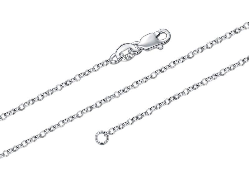 BORUO 925 Sterling Silver Cable Chain Necklace, 1.5mm Solid Italian Nickel-Free Lobster Claw Clasp 18 Inch - Image 1
